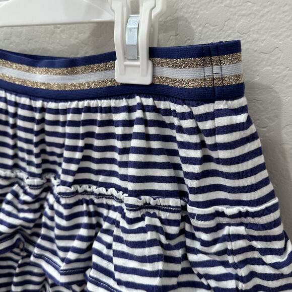 Mini Boden Navy & Blue Stripe Tiered Ruffle Skort - Picture 2 of 6
